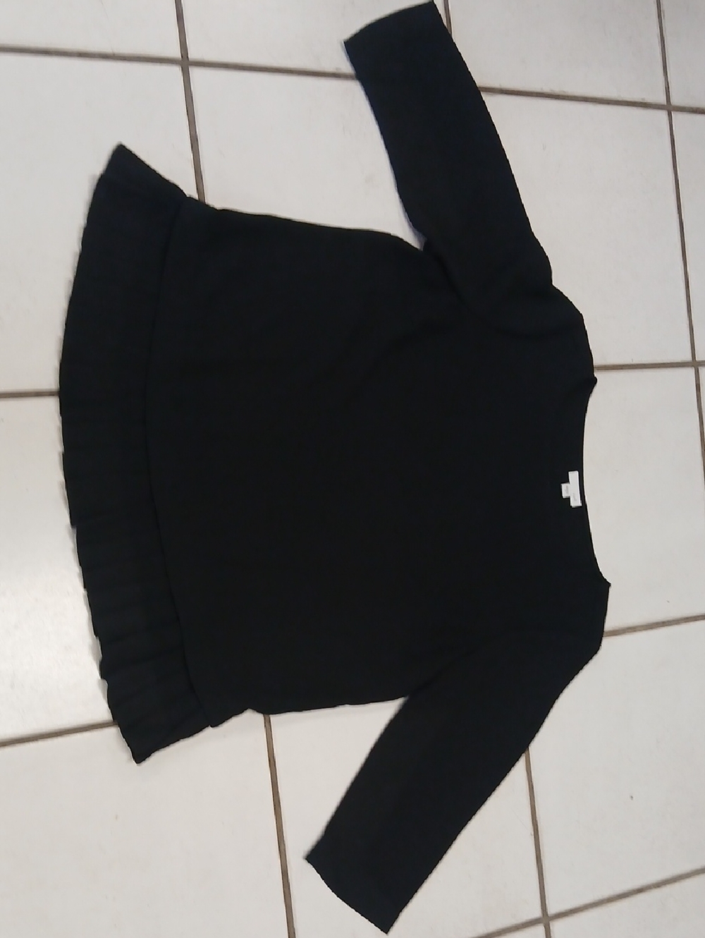 J. Jill Black Ruffle-Hem Crewneck Sweater